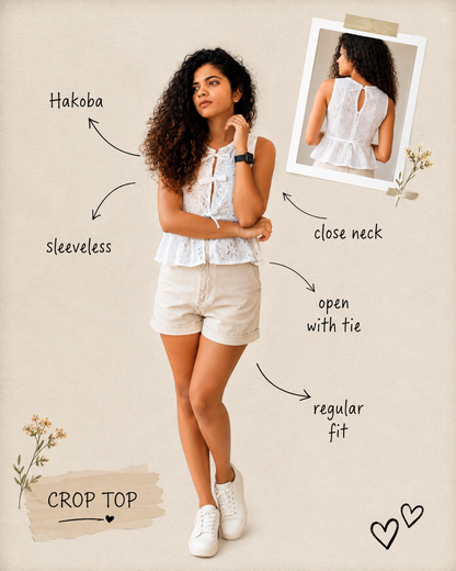 Ivory Schiffli Peplum Top
