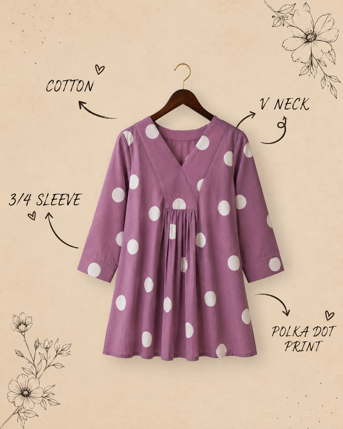 Lavender Polka Dot Tunic