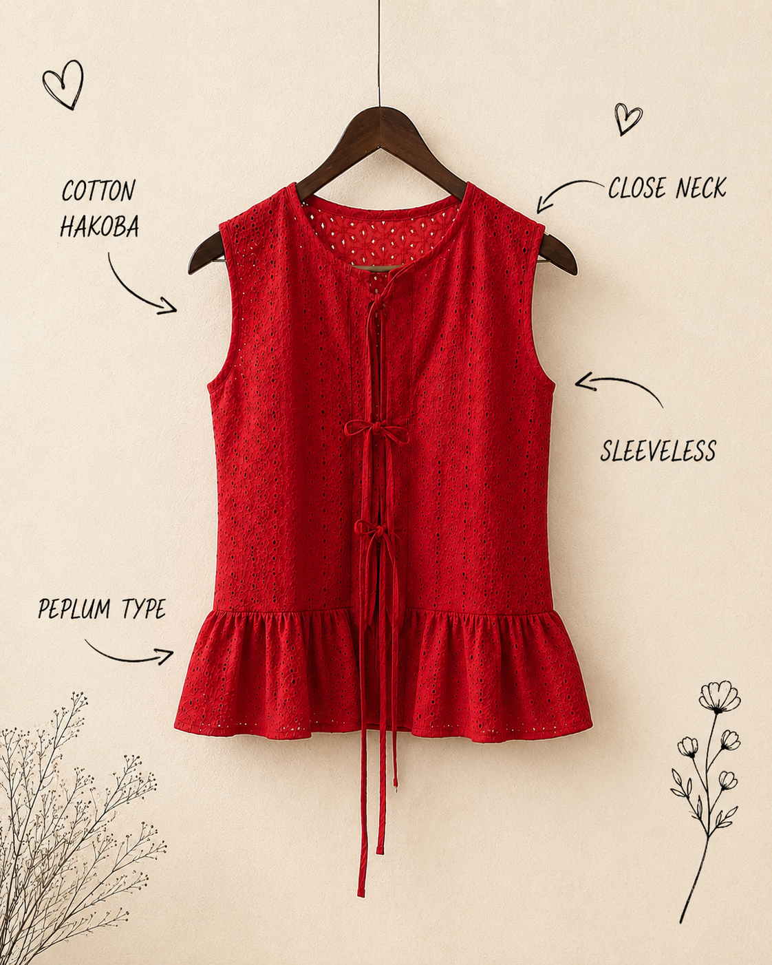Scarlet Hakoba Peplum Top